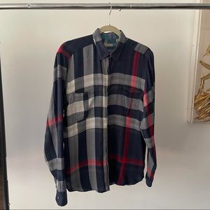 Burberry Brit Oversized Shirt Check Print Navy